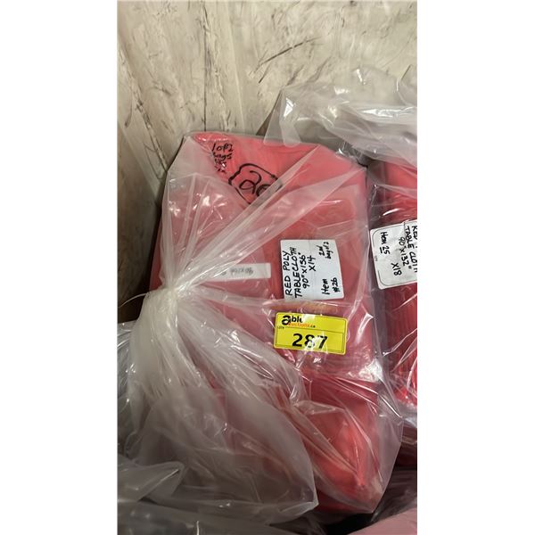 BAG OF PROFESSIONAL EVENT TABLECLOTHS POLY RED 90" X 156" 14 PCS IN BAG