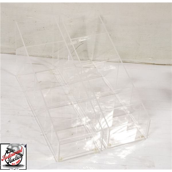 2 NEW 3" CLEAR 5 COMPARTMENT STRAW CADDIES