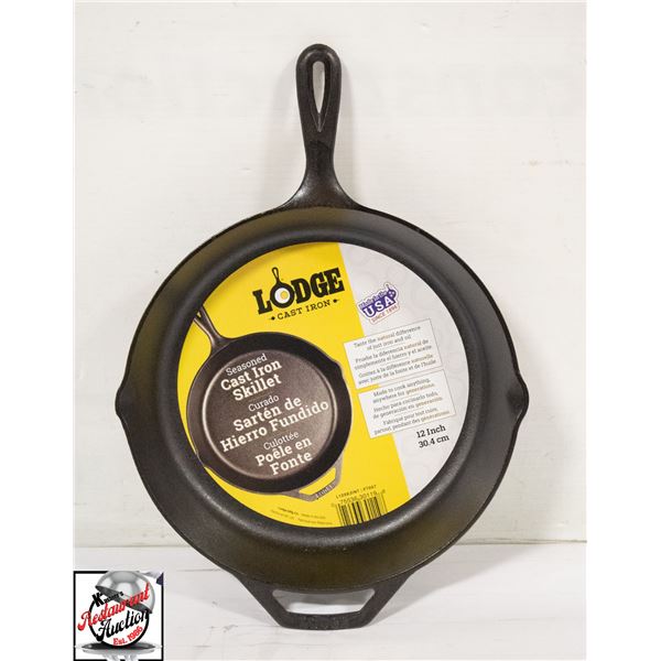 NEW LODGE 12" SEASONED CAST IRON SKILLET W/ HELPER