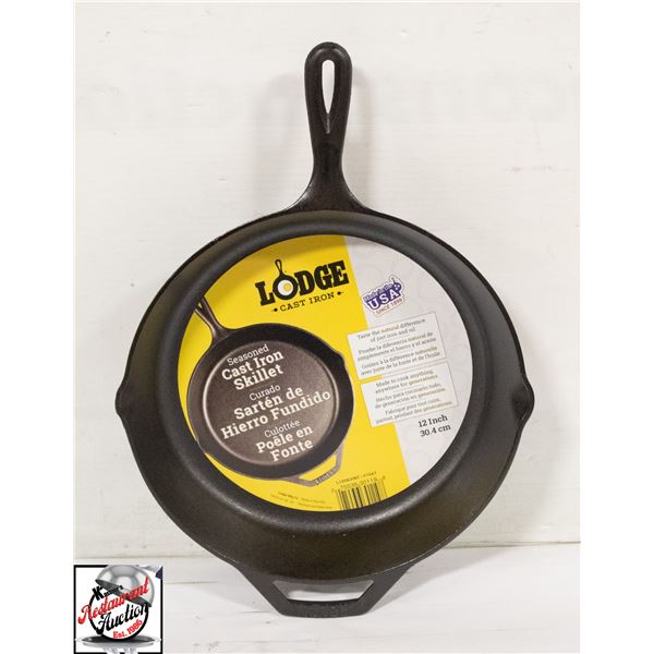 NEW LODGE 12" SEASONED CAST IRON SKILLET W/ HELPER