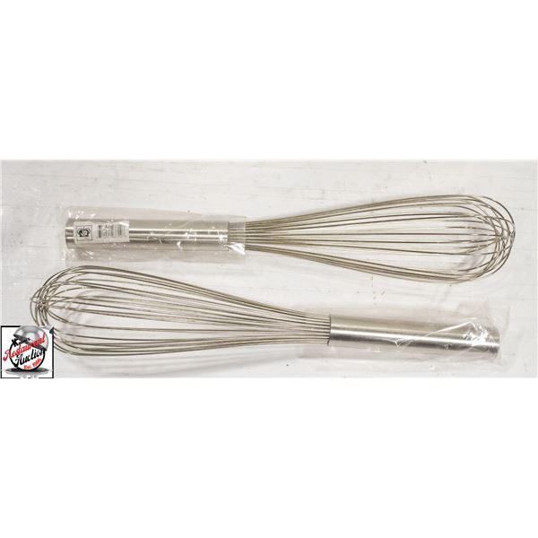 2 NEW JOHNSON ROSE 14" PIANO WIRE WHISKS