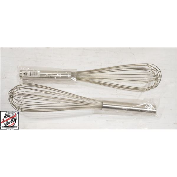 2 NEW JOHNSON ROSE 14" PIANO WIRE WHISKS
