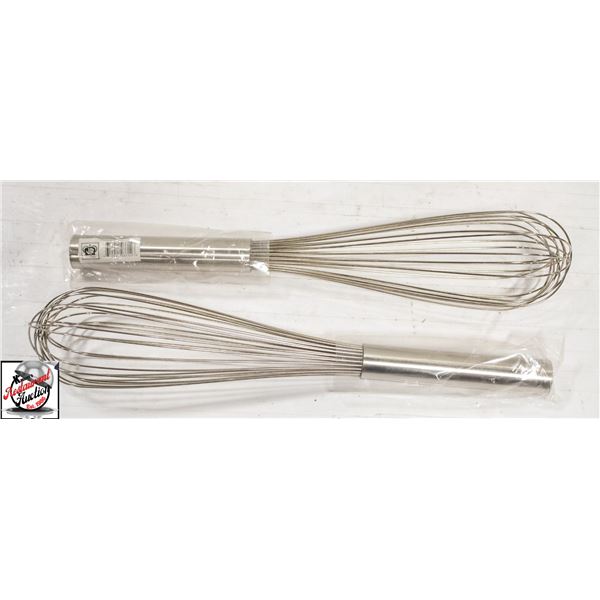 2 NEW JOHNSON ROSE 14" PIANO WIRE WHISKS