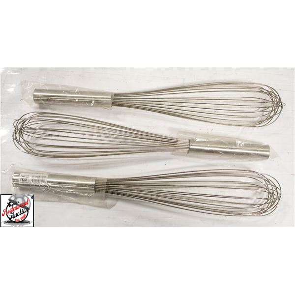 3 NEW JOHNSON ROSE 16" PIANO WIRE WHISKS