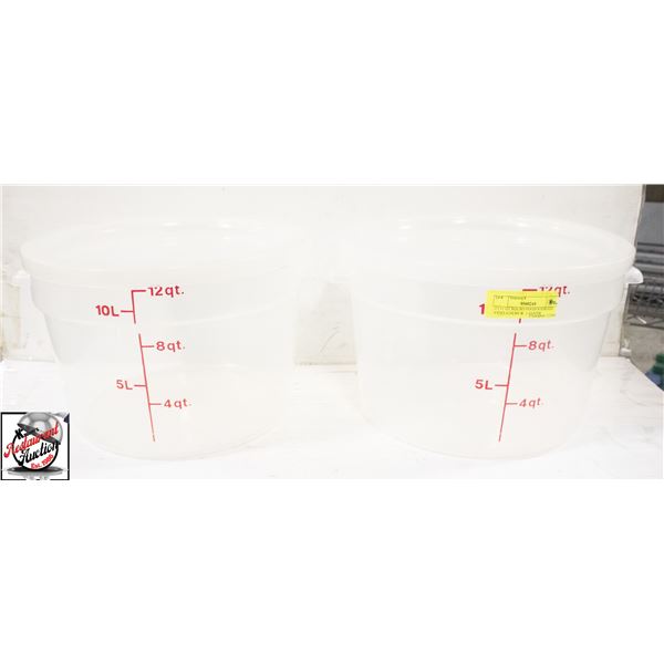 2 - 13 QT ROUND FOOD STORAGE CONTAINERS W/ 1 COVER