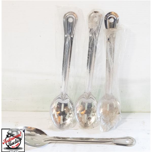4 NEW JOHNSON ROSE S.S SLOTTED SERVING SPOONS