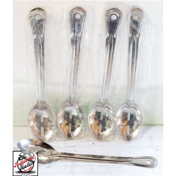 5 NEW JOHNSON ROSE S/S SLOTTED SERVING SPOONS