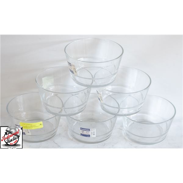 6 NEW LUMINARC UNISSON T GLASS SALAD BOWLS