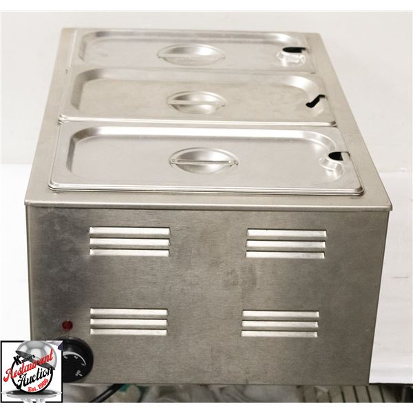 FULL SIZE COUNTER TOP FOOD WARMER W/ 3 1/3 INSERTS