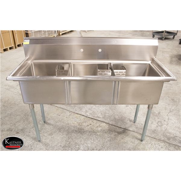 NEW S/S CHEFS MATE 3 WELL SINK 18"X18"X11"