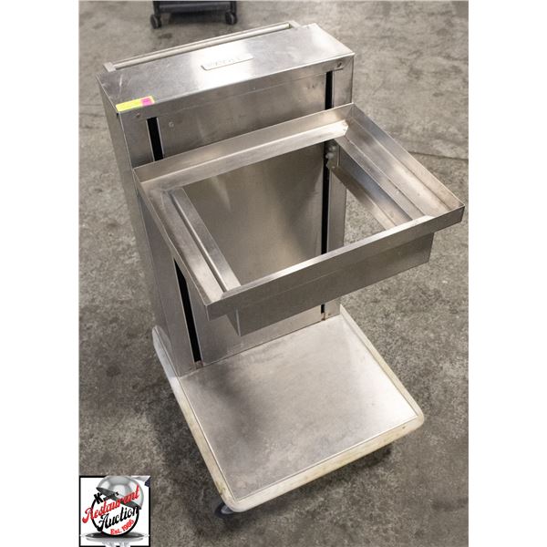 STAINLESS STEEL TRAY CART ON CASTORS