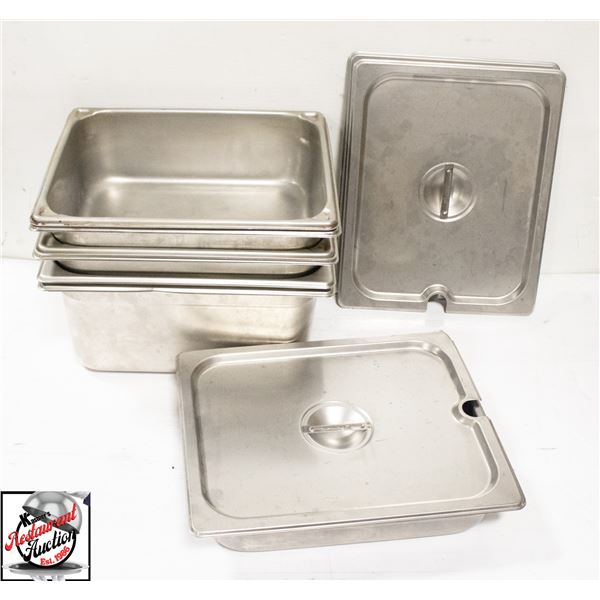 7 ASSORTED 1/2 STAINLESS STEEL INSERTS W/ 3 COVERS