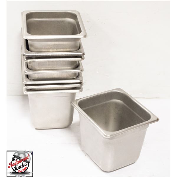 8 - 1/6 STAINLESS STEEL INSERTS 6" DEEP