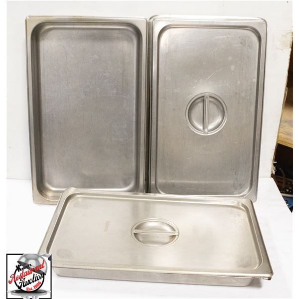 3 S/S FULL SIZE INSERTS 2" DEEP W/ 3 COVERS