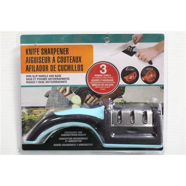 NEW 3 STAGE KNIFE SHARPENER - NON-SLIP BASE