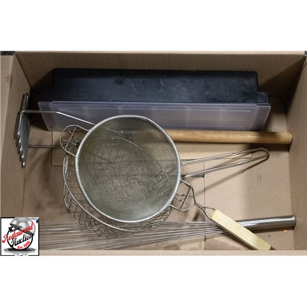 BOX OF ASSORTED KITCHEN UTENSILES