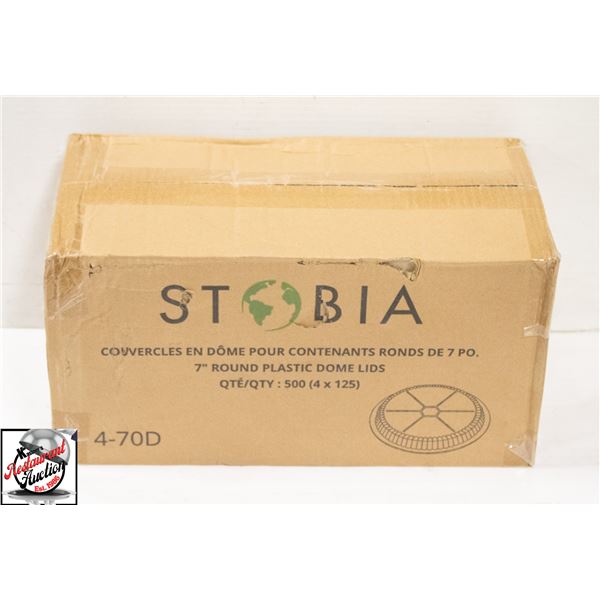 CASE OF 500 7" ROUND PLASTIC DOME LIDS 4 X 125