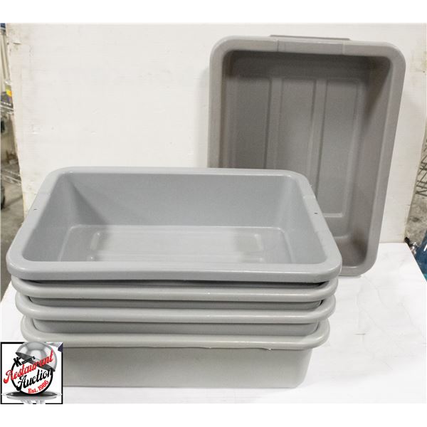 5 - 20" X 15" X 5" GREY BUS BINS