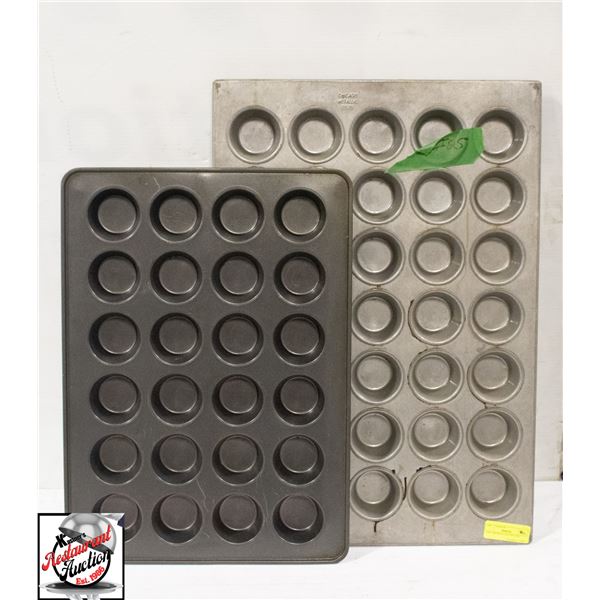 TWO ASSORTED MUFFIN TINS