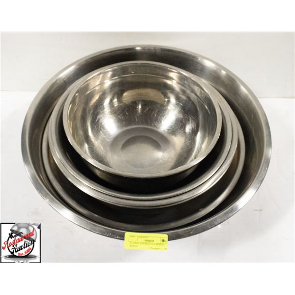 6 LARGE ASSORTED S/S MIXING BOWLS
