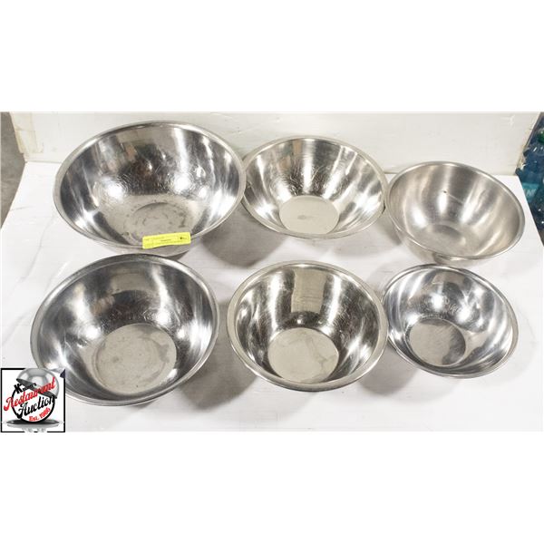 6 SMALL ASSORTED S/S MIXING BOWLS