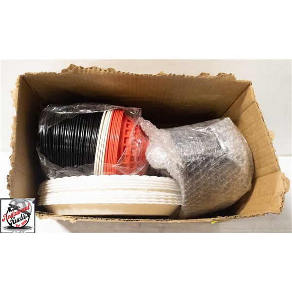 BOX OF ASSORTED PLASTIC SERVING BASKETS