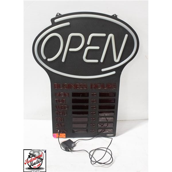 BAILIFF SEIZURE: ELECTRIC NEON OPEN SIGN