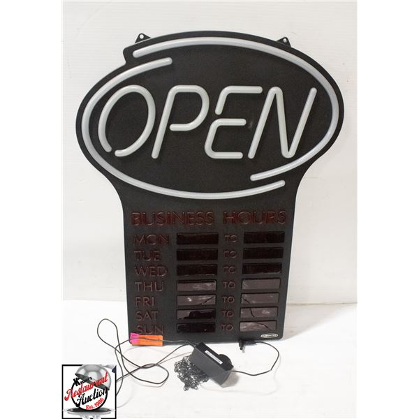 BAILIFF SEIZURE: LED OPEN SIGN W/ HOURS