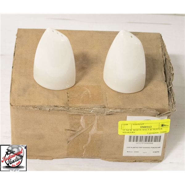 12 NEW WHITE SALT & PEPPER SHAKERS