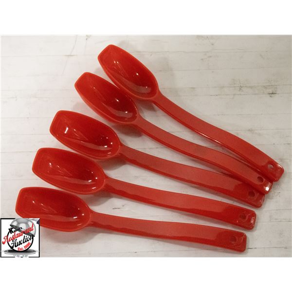 5 NEW 8" RED SALAD SERVING SPOONS