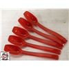 Image 1 : 5 NEW 8" RED SALAD SERVING SPOONS