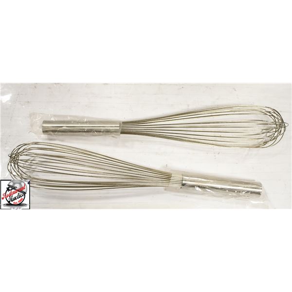 2 NEW JOHNSON ROSE 16" PIANO WIRE WHISKS