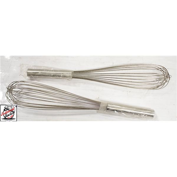 2 NEW JOHNSON ROSE 16" PIANO WIRE WHISKS