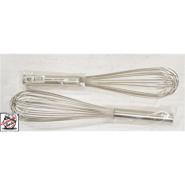 2 NEW JOHNSON ROSE 14" PIANO WIRE WHISKS