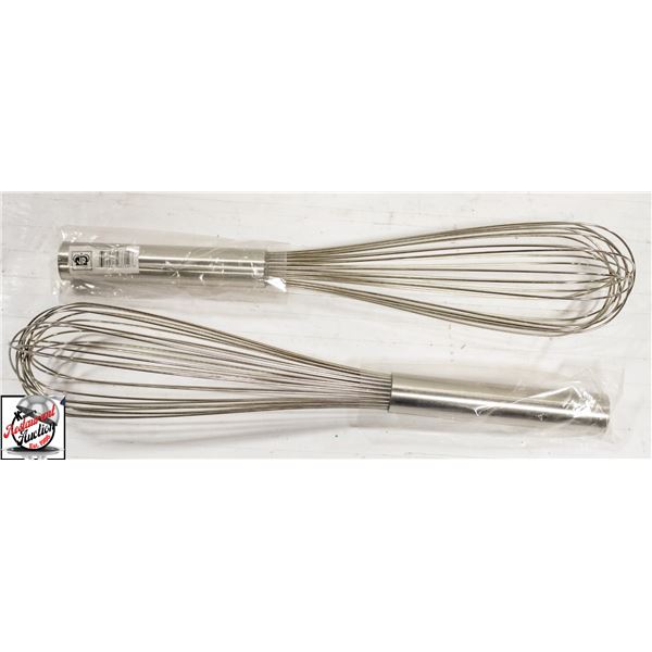 2 NEW JOHNSON ROSE 14" PIANO WIRE WHISKS