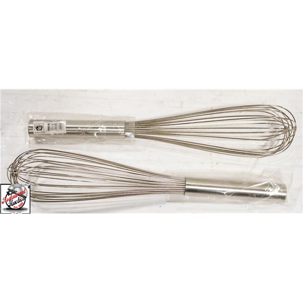 2 NEW JOHNSON ROSE 14" PIANO WIRE WHISKS