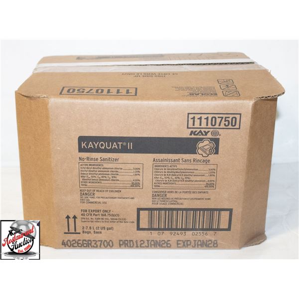 BOX OF ECOLAB KAY QUAT II NO RINSE SANATIZER