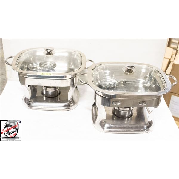 2 GLASS TOP CHAFING DISHES