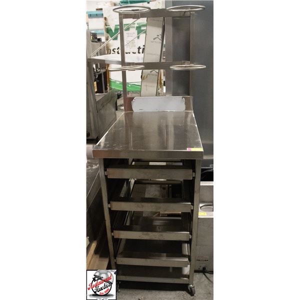 4 DRAWER PREP STATION ON CASTORS