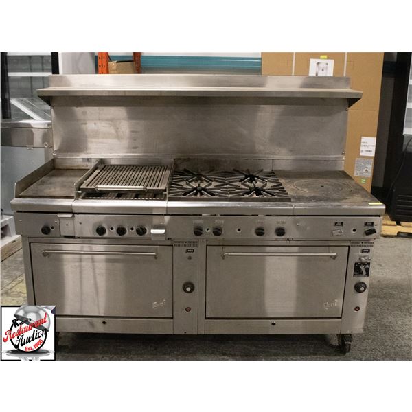 QUEST COMBINATION RANGE W/ GRILL, GRIDDLE, BURNERS