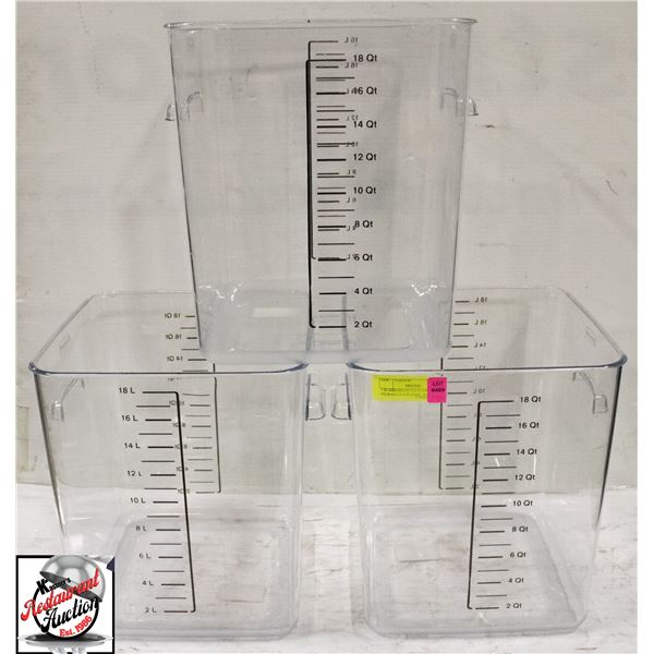 3 RUBBERMAID POLYCARB FOOD STORAGE CONTAINER 18 QT