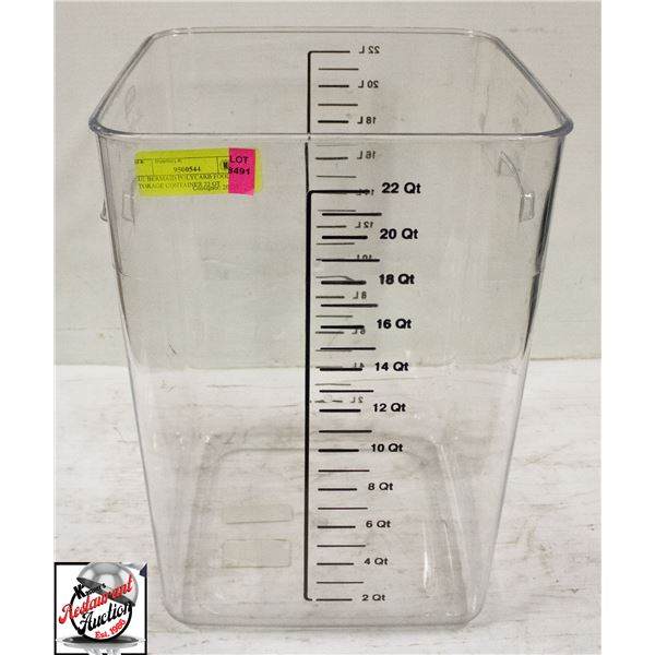 RUBBERMAID POLYCARB FOOD STORAGE CONTAINER 22 QT