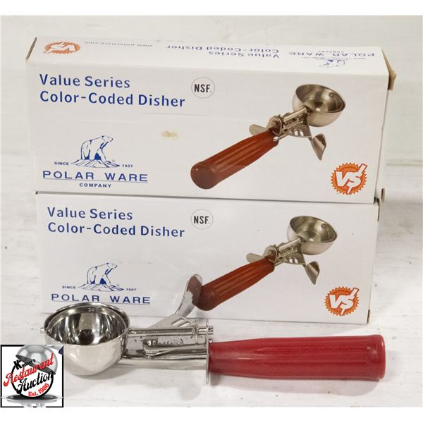 2 POLAR WARE 1.75 OZ RED ICE CREAM DISHER