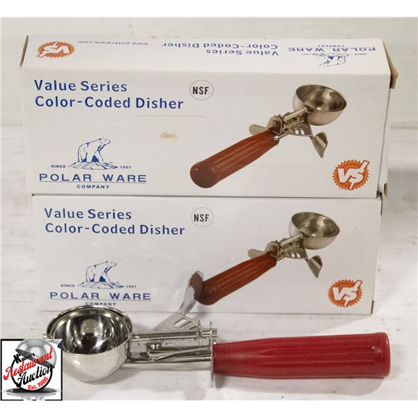 2 POLAR WARE 1.75 OZ RED ICE CREAM DISHER