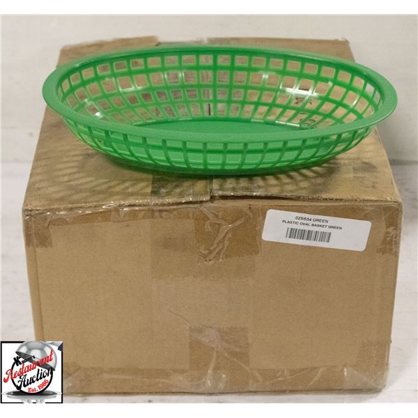 34 GREEN PLASTIC OVAL BASKET