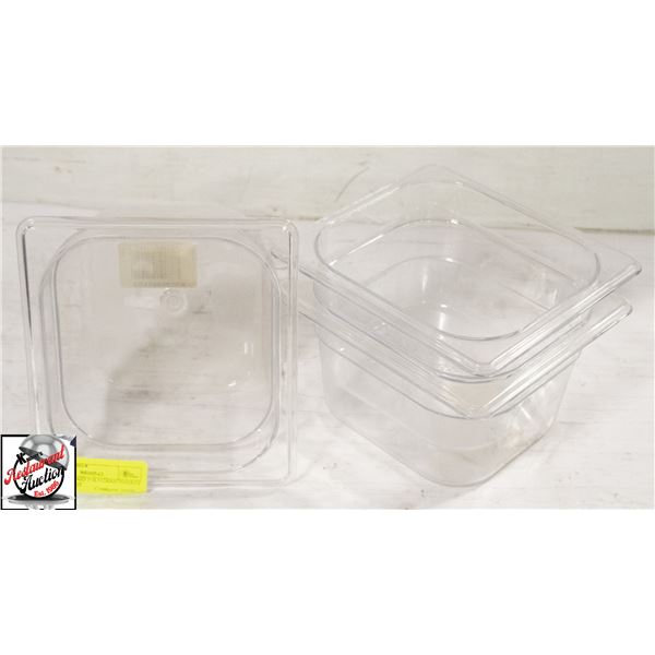3 RUBBERMAID POLYCARB INSERTS 1/6 SIZE 1.5 QT