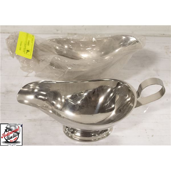 2 STAINLESS STEEL GRAVY BOATS