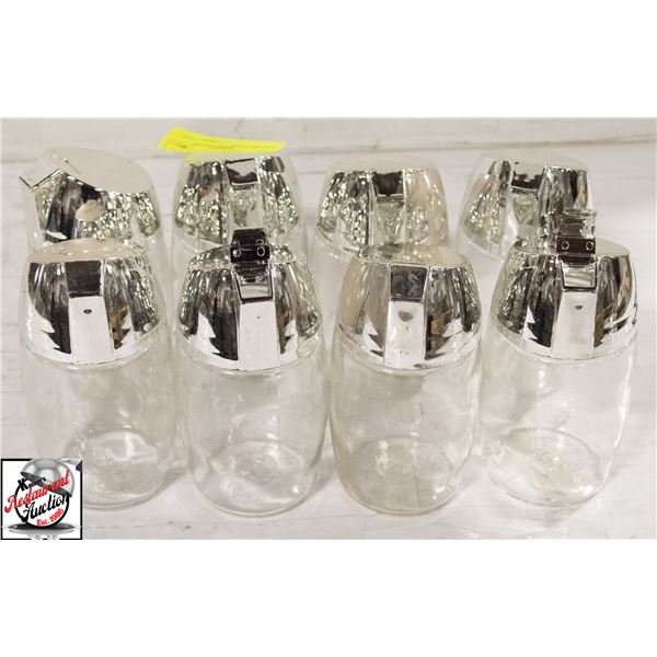8 GLASS SUGAR DISPENSERS