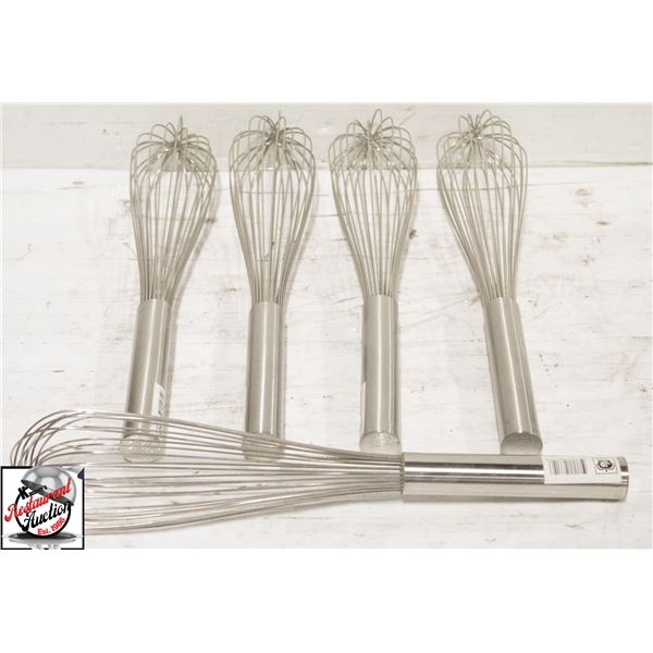 5 JOHNSON ROSE 14" STAINLESS STEEL WHISKS