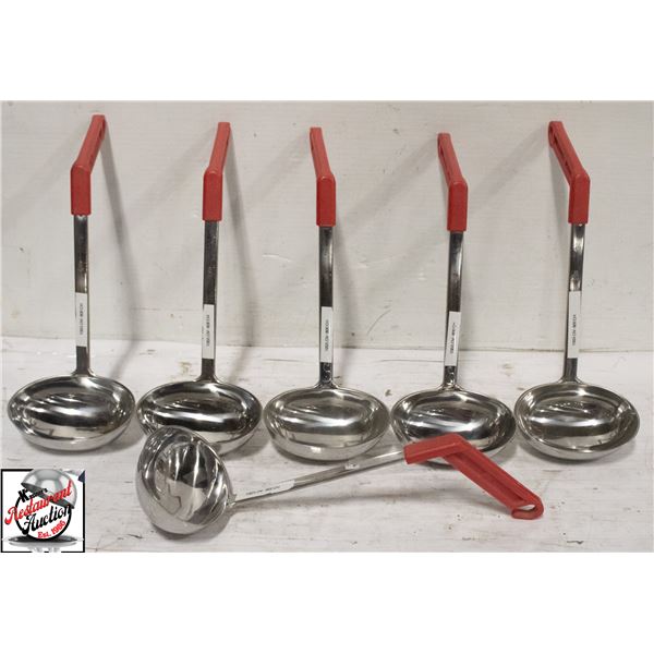 6 8 OZ STAINLESS STEEL RED OVAL SERVING LADLES
